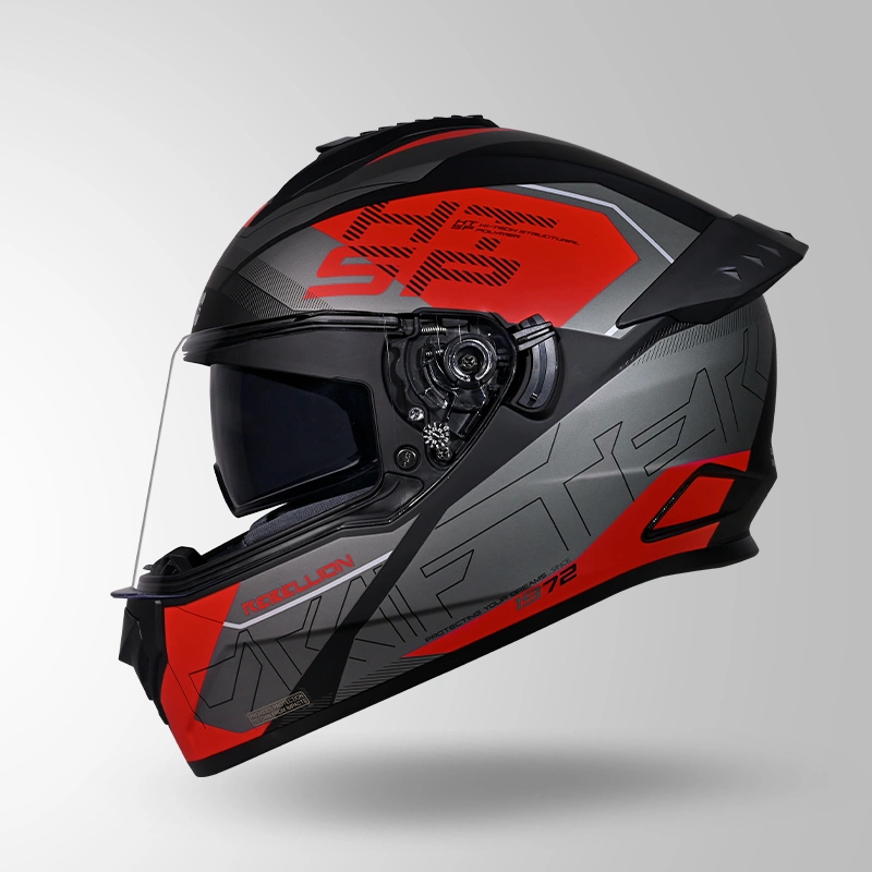 DRIFTER D6 REBELLION DECOR MATT BLACK / GREY & RED RIGHT VIEW