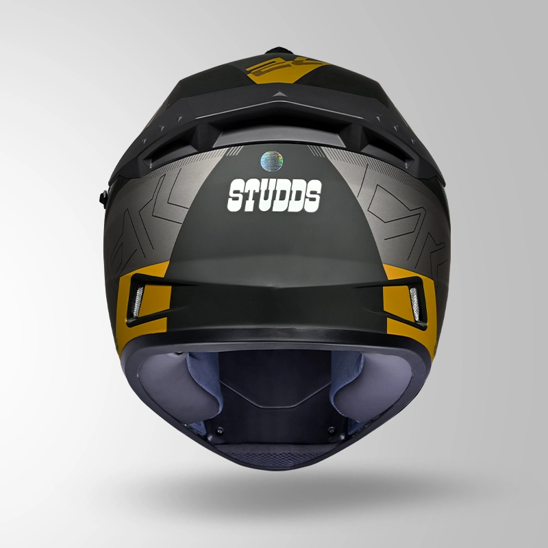 DRIFTER D6 REBELLION DECOR MATT BLACK & YELLOW BACK VIEW