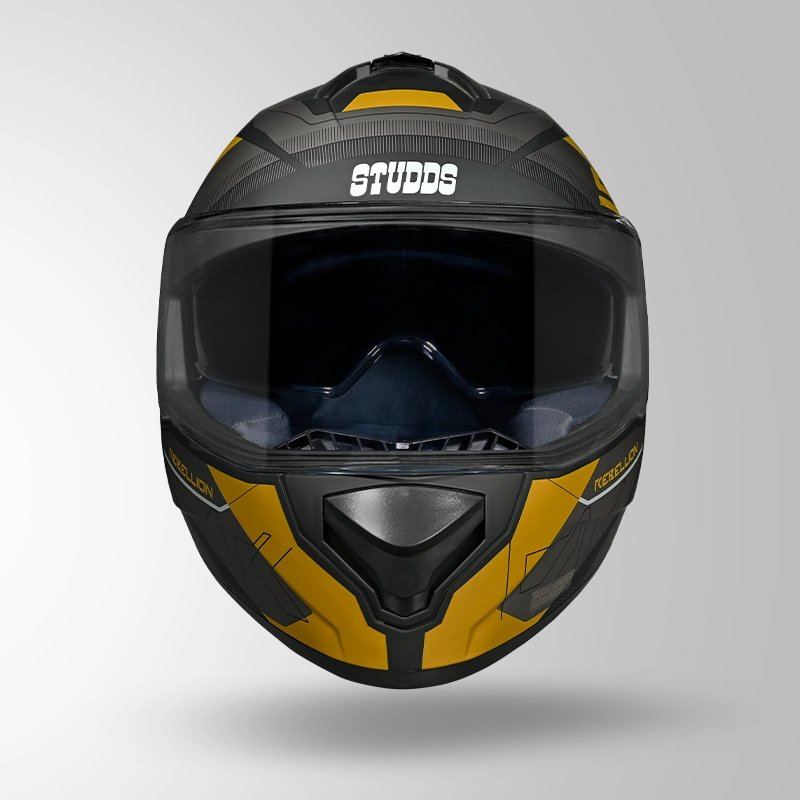 DRIFTER D6 REBELLION DECOR MATT BLACK & YELLOW FRONT VIEW