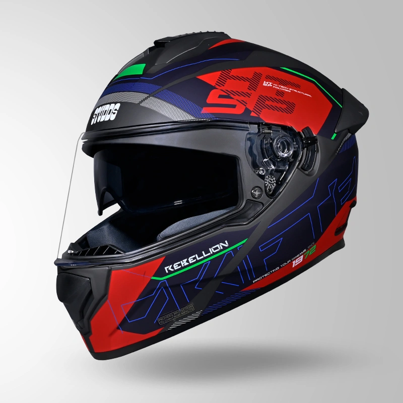 DRIFTER D6 REBELLION DECOR MATT GREY & BLUE ISO VIEW