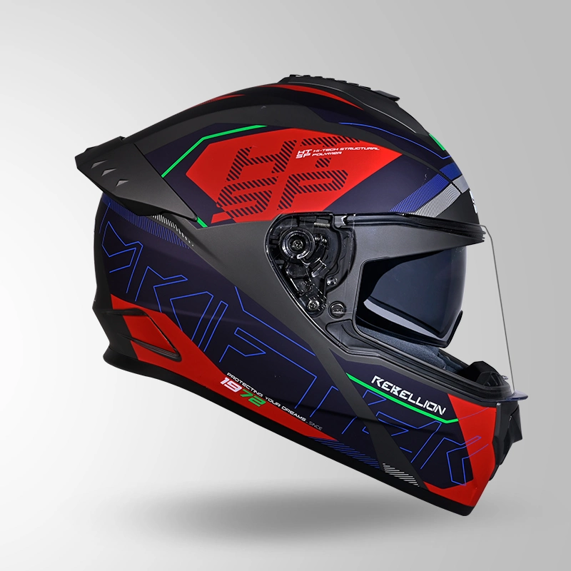 DRIFTER D6 REBELLION DECOR MATT GREY & BLUE LEFT VIEW