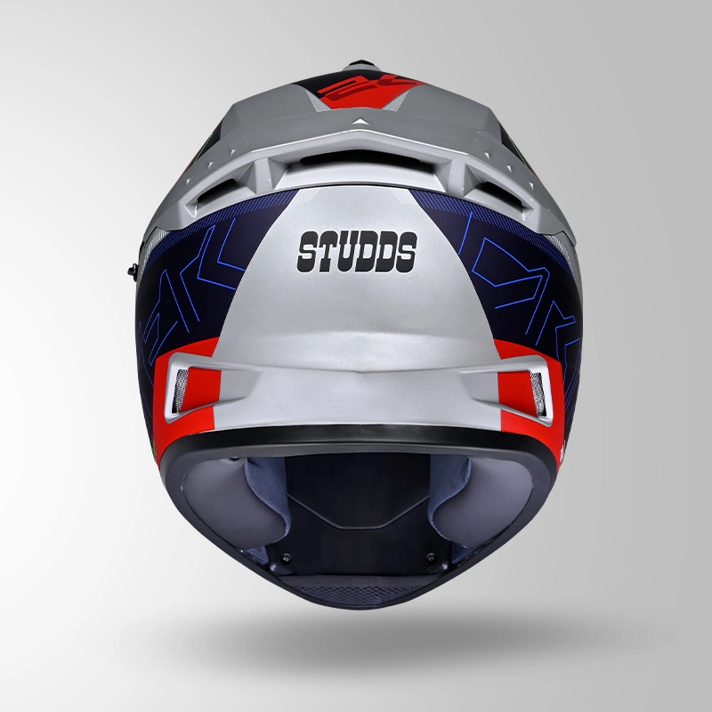 DRIFTER D6 REBELLION DECOR MATT SILVER & BLUE BACK VIEW