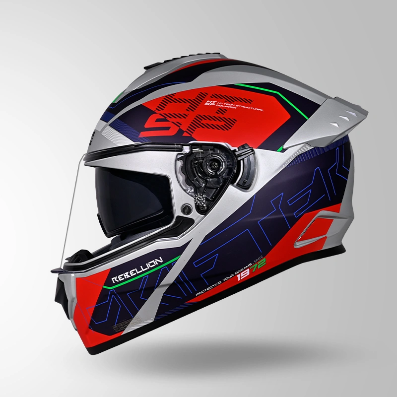 DRIFTER D6 REBELLION DECOR MATT SILVER & BLUE RIGHT VIEW