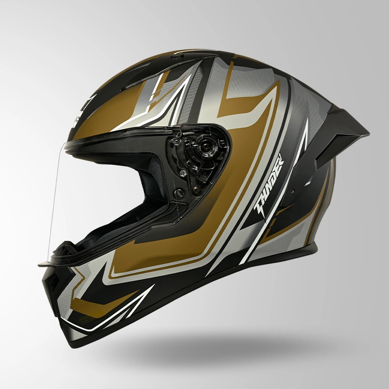 THUNDER D9 FLASH DECOR MATT BLACK & GOLDEN RIGHT VIEW