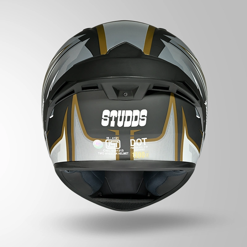 THUNDER D9 FLASH DECOR MATT BLACK & GOLDEN BACK VIEW