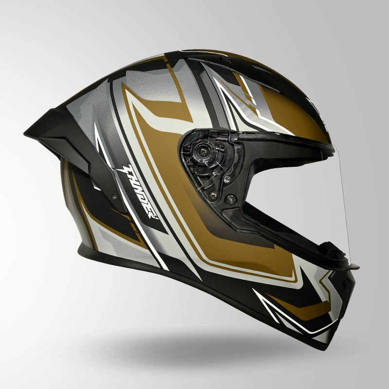 THUNDER D9 FLASH DECOR MATT BLACK & GOLDEN LEFT VIEW