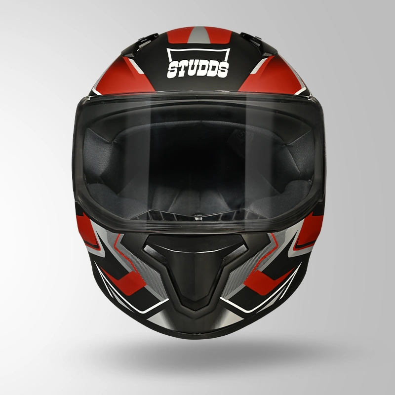 THUNDER D9 FLASH DECOR MATT BLACK & RED FRONT VIEW