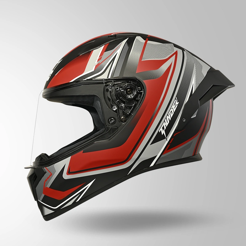 THUNDER D9 FLASH DECOR MATT BLACK & RED RIGHT VIEW