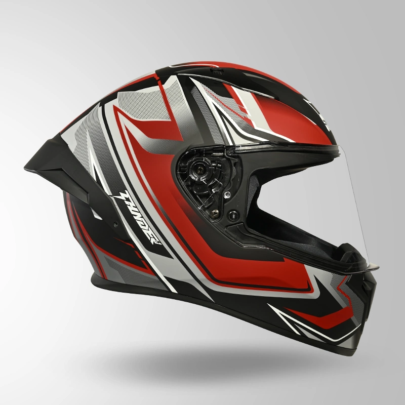 THUNDER D9 FLASH DECOR MATT BLACK & RED LEFT VIEW