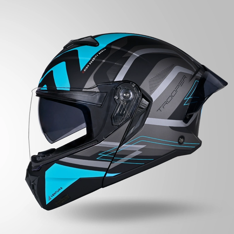 TROOPER D3 VENTURA DECOR MATT BLACK & BLUE LEFT VIEW