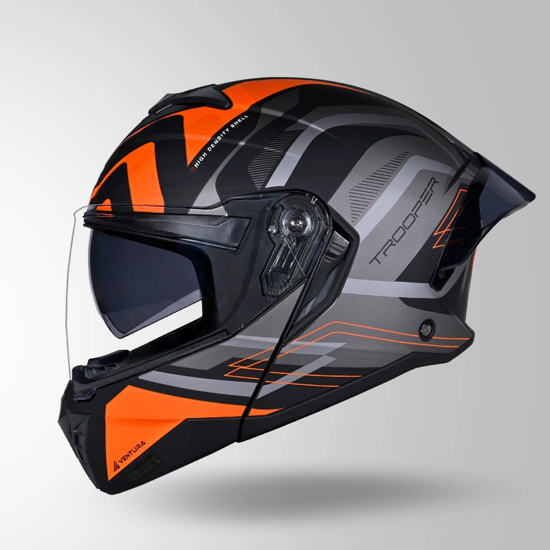 TROOPER D3 VENTURA DECOR MATT BLACK & ORANGE LEFT VIEW