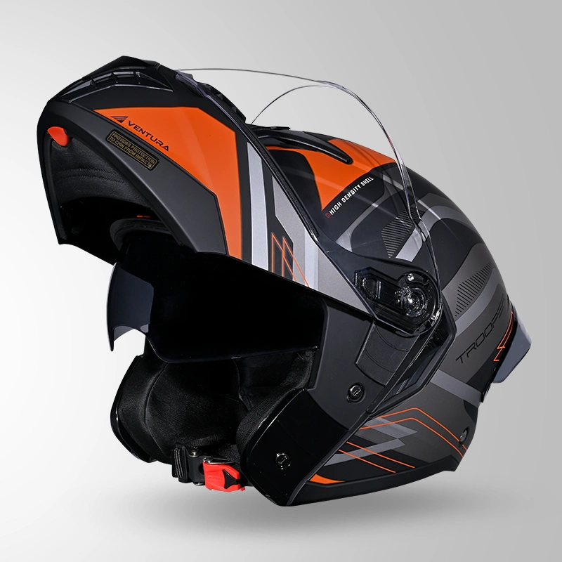 TROOPER D3 VENTURA DECOR MATT BLACK & ORANGE OPEN VIEW