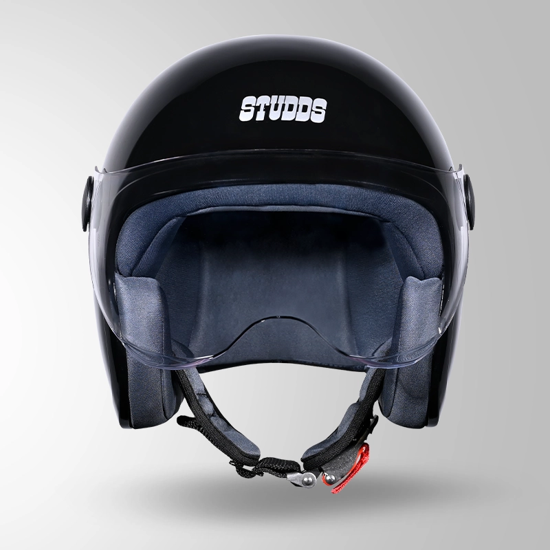 JET BLACK WITH SHORT VISOR FRONT VIEW