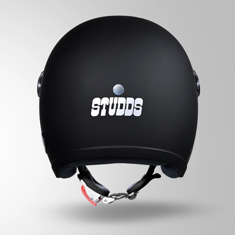 JET MATT BLACK WITH SHORT VISOR BACK VIEW