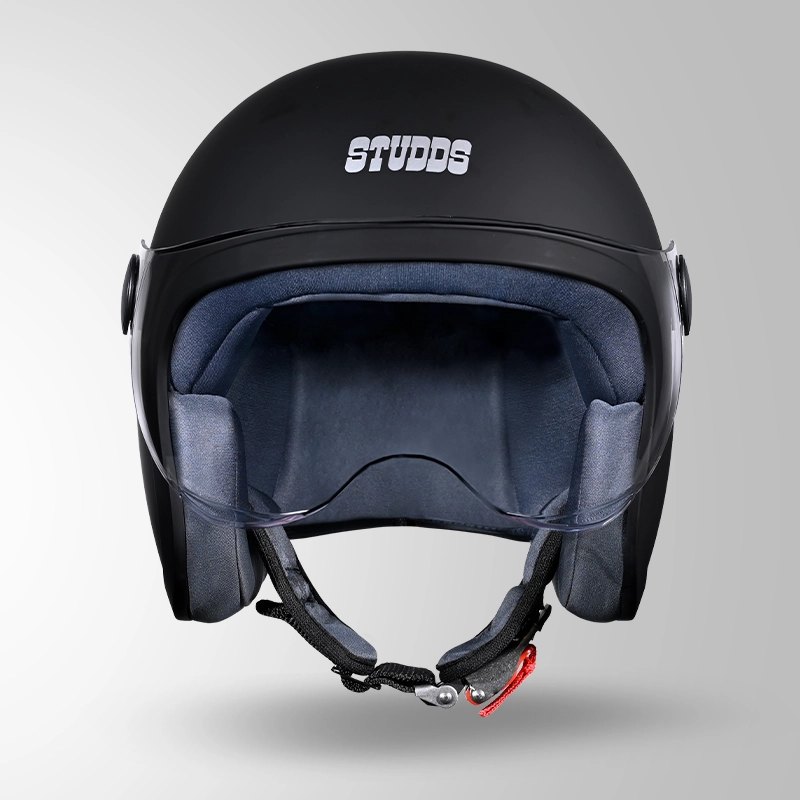 JET MATT BLACK WITH SHORT VISORFRONT VIEW