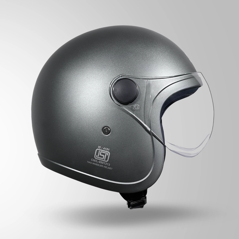 JET MATT GUN GREY WITH SHORT VISOR LEFT VIEW