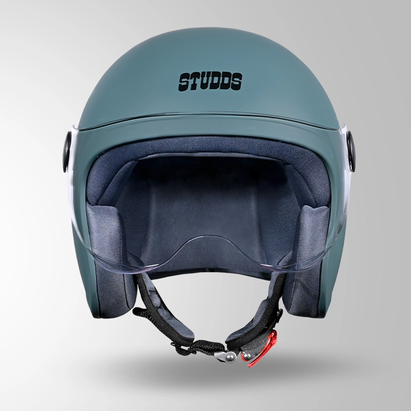 JET MATT SHARK SKIN BLUE WITH SHORT VISOR FRONT VIEW
