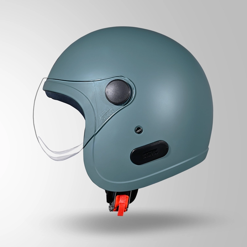 JET MATT SHARK SKIN BLUE WITH SHORT VISOR RIGHT VIEW