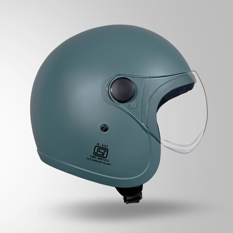 JET MATT SHARK SKIN BLUE WITH SHORT VISOR LEFT VIEW