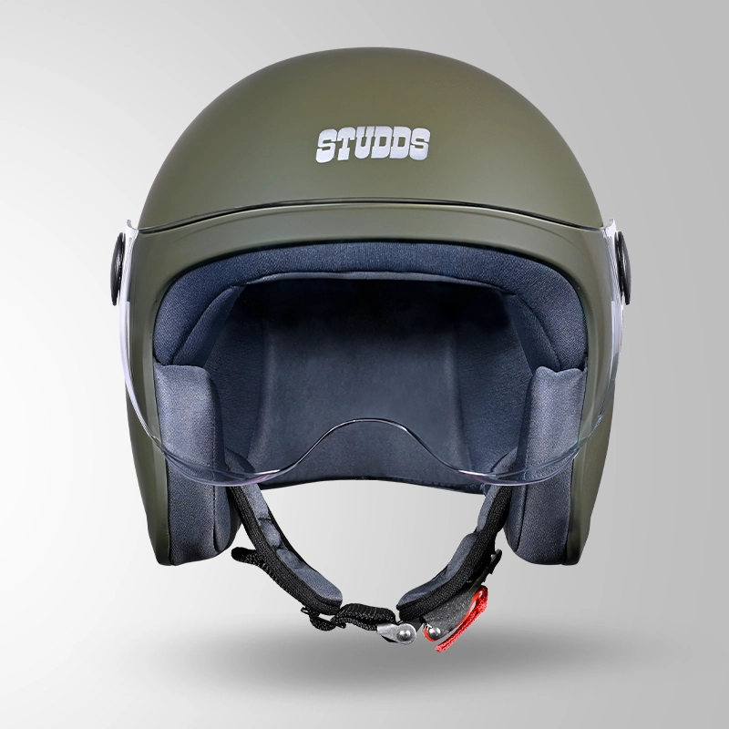 JET MILITARY GREEN WITH SHORT VISOR FRONT VIEW