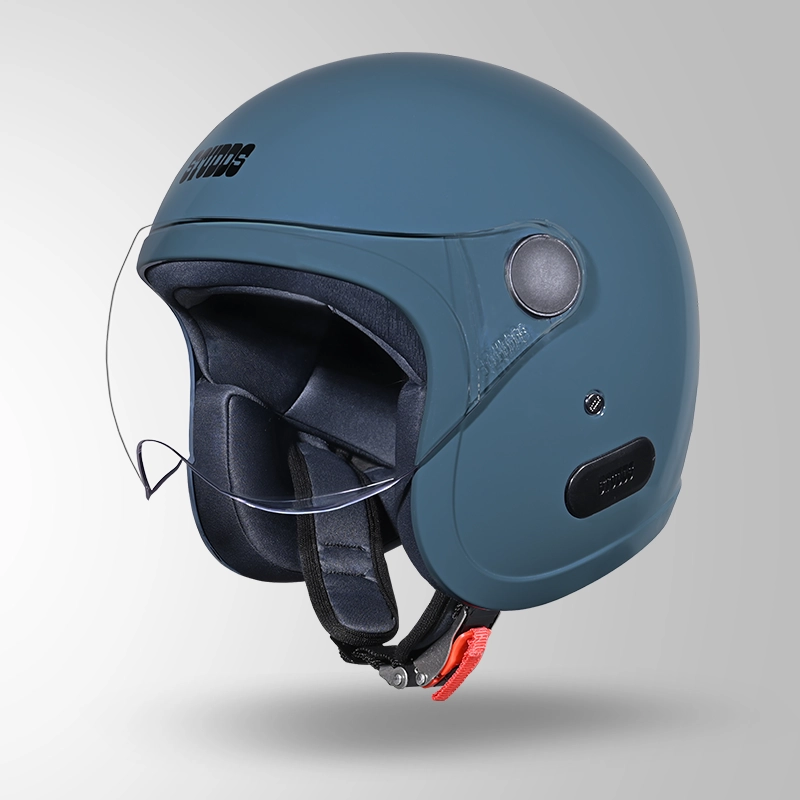 JET SHARK SKIN BLUE WITH SHORT VISOR ISO VIEW