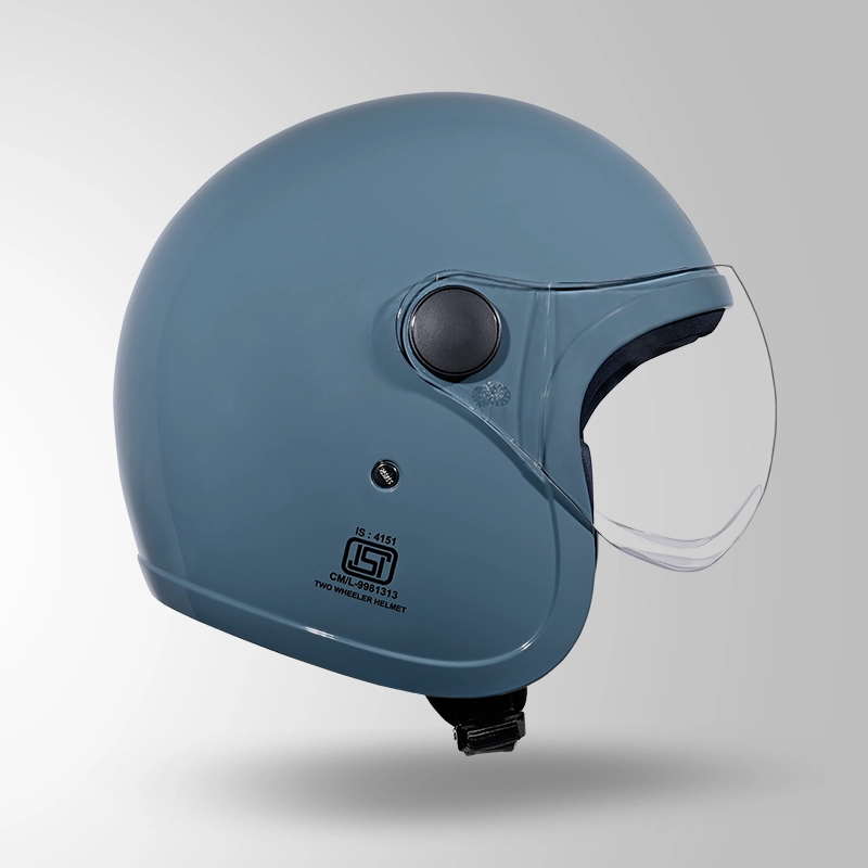 JET SHARK SKIN BLUE WITH SHORT VISOR LEFT VIEW