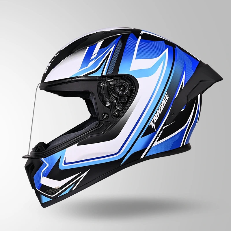 THUNDER D9 FLASH DECOR MATT BLACK & BLUE RIGHT VIEW