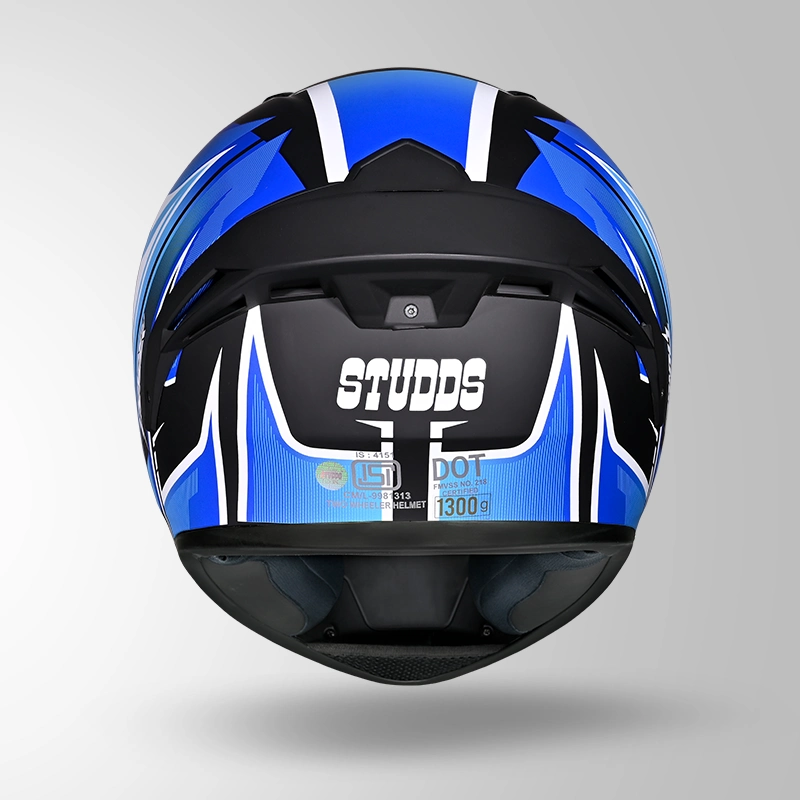 THUNDER D9 FLASH DECOR MATT BLACK & BLUE BACK VIEW