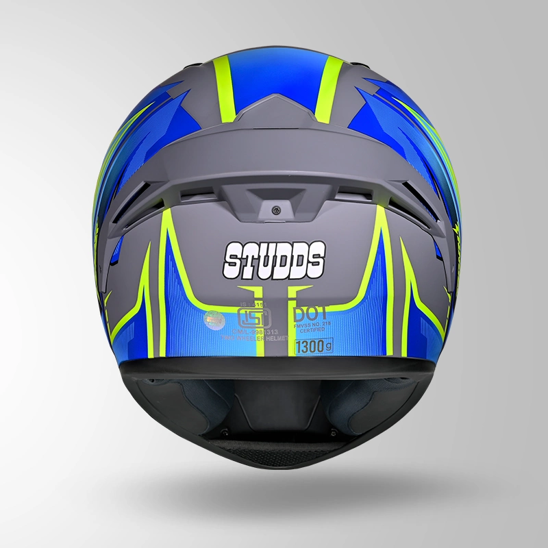 THUNDER D9 FLASH DECOR MATT GREY & BLUE BACK VIEW