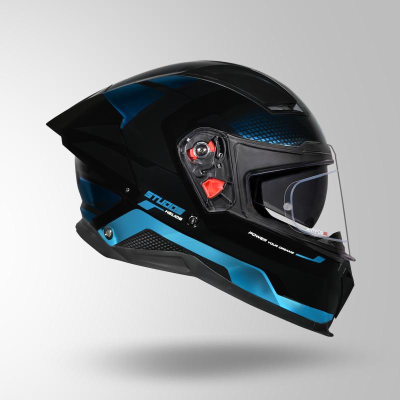 HELIOS ASPHALT BLACK N1 TEAL BLUE CHROME RIGHT